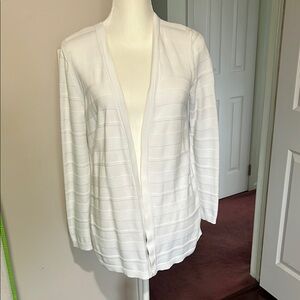 Elegant EUC White Talbots Open. Front Cardigan